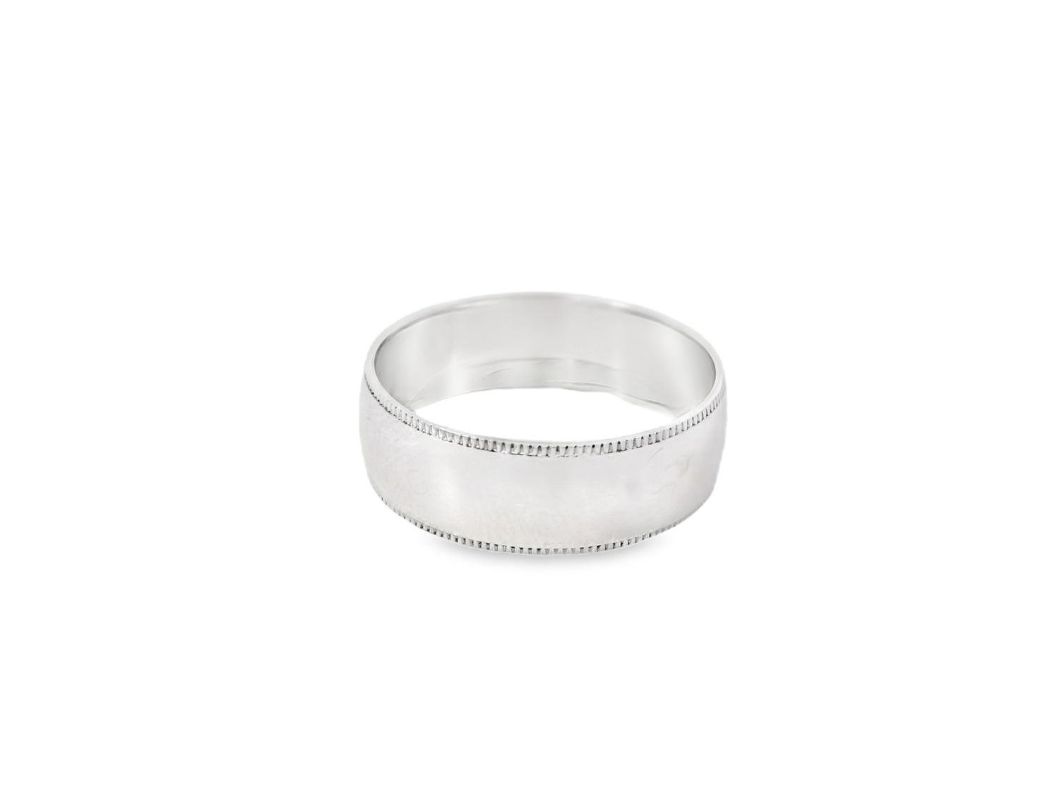 ANILLO ORO BLANCO  ARO LISO CON BORDE 14K