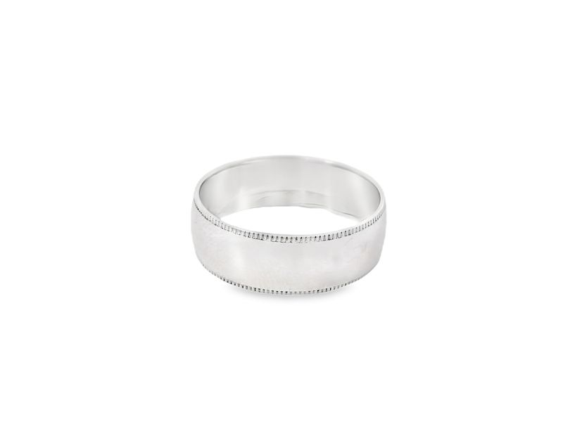 ANILLO ORO BLANCO  ARO LISO CON BORDE 14K