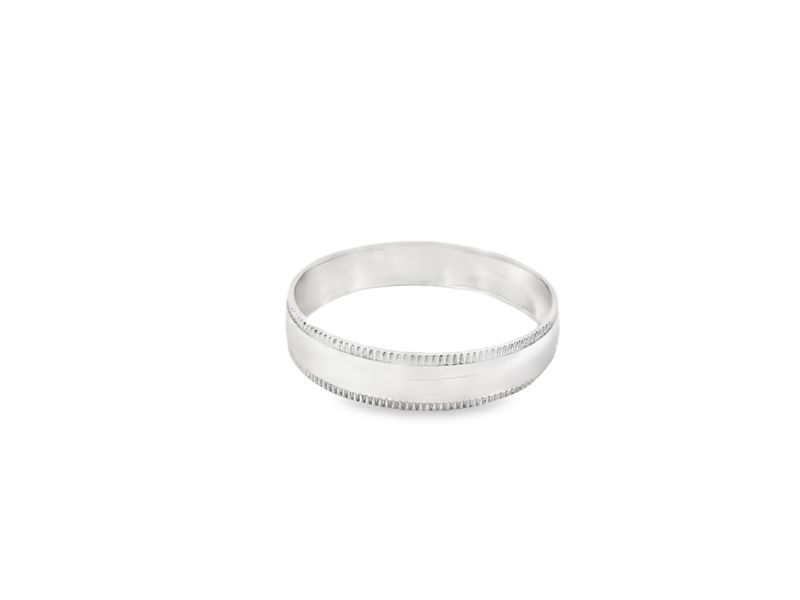 ANILLO ORO  BLANCO  ARO LISO CON BORDE 14K