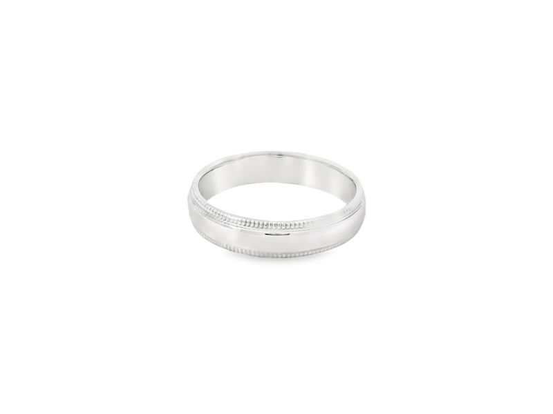 ANILLO  ORO BLANCO  ARO LISO CON BORDE 14K