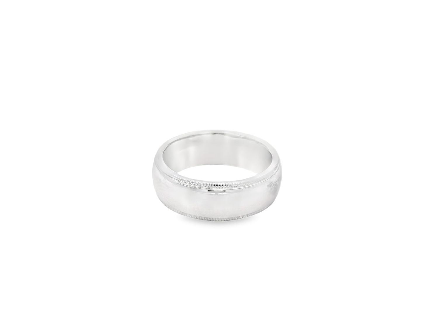 ANILLO ORO  BLANCO  ARO LISO CON BORDE 14K