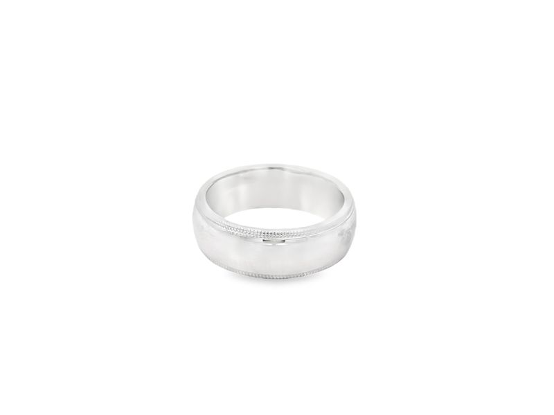 ANILLO ORO  BLANCO  ARO LISO CON BORDE 14K