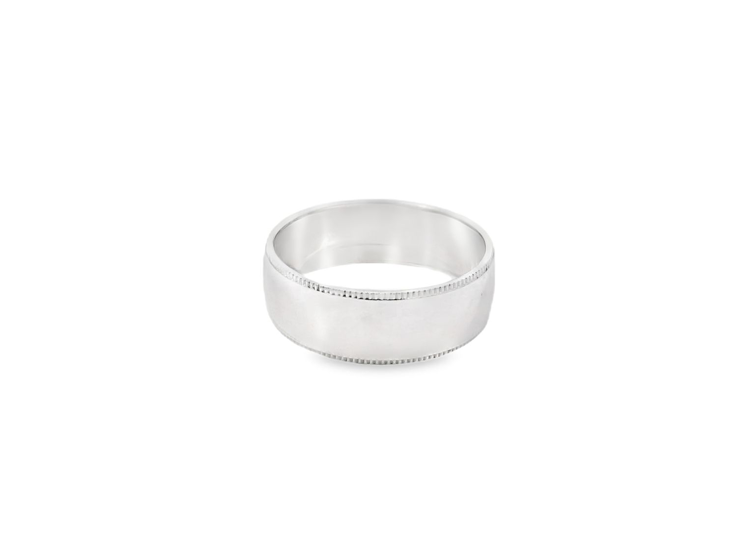 ANILLO ORO  BLANCO ARO LISO CON BORDE 14K