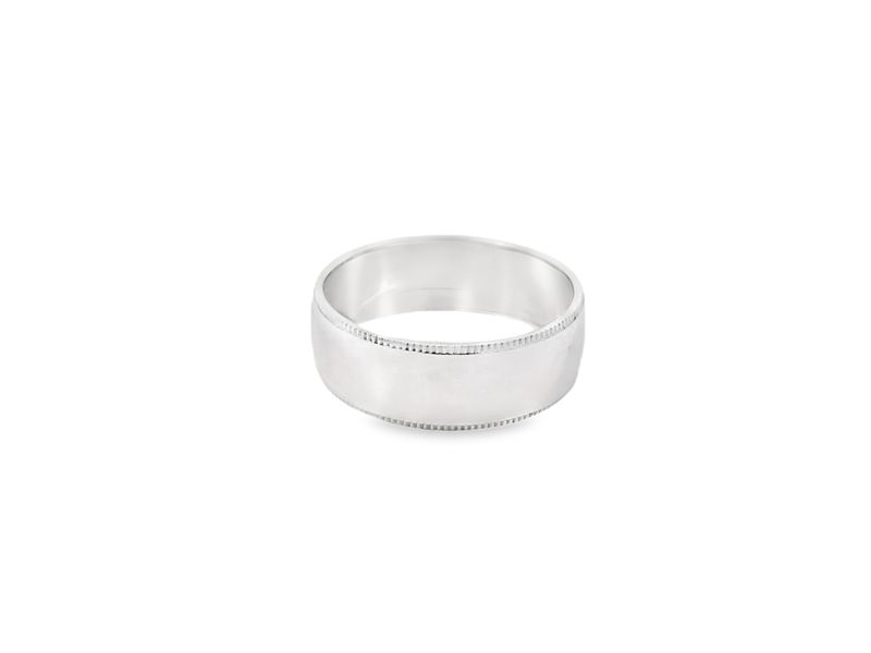 ANILLO ORO  BLANCO ARO LISO CON BORDE 14K