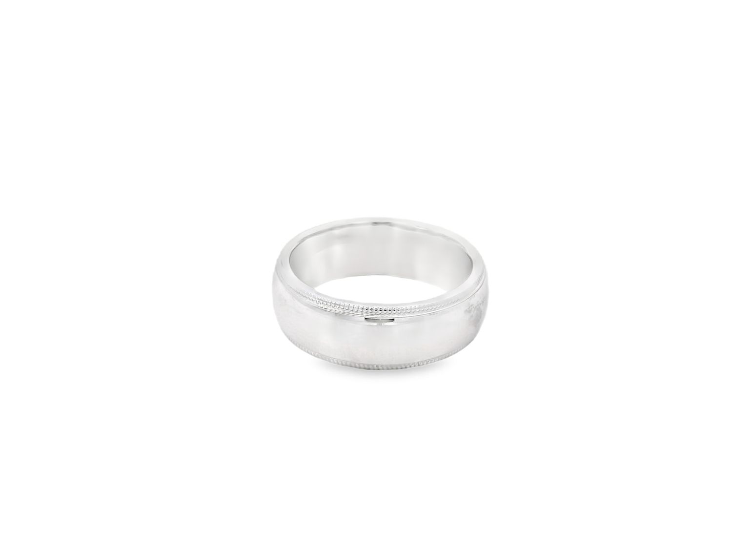 ANILLO ORO  BLANCO  ARO LISO CON BORDE ANCHO 14K