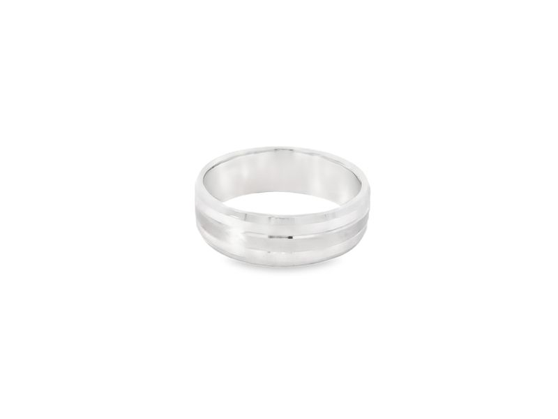 ANILLO ORO BLANCO ARO  DE BODA MATE BRILLO 14K