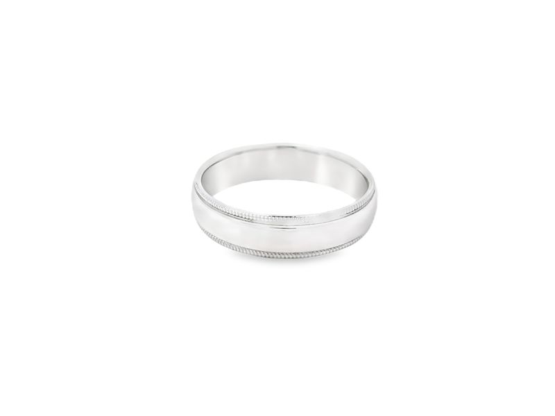 ANILLO  ORO BLANCO  ARO DE BODA LISO BORDE DISEÑO 14K