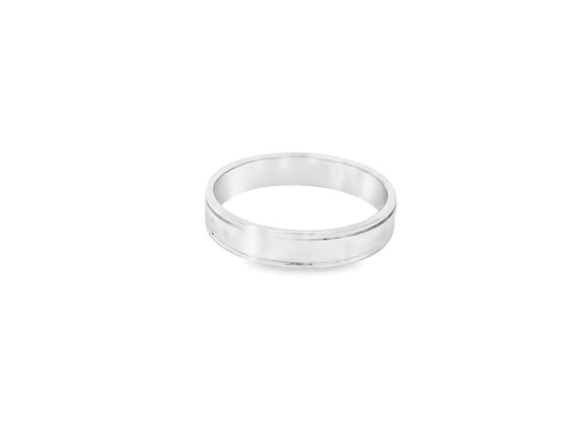 ANILLO  ORO BLANCO  ARO DE BODA LISO CON BORDE 14K