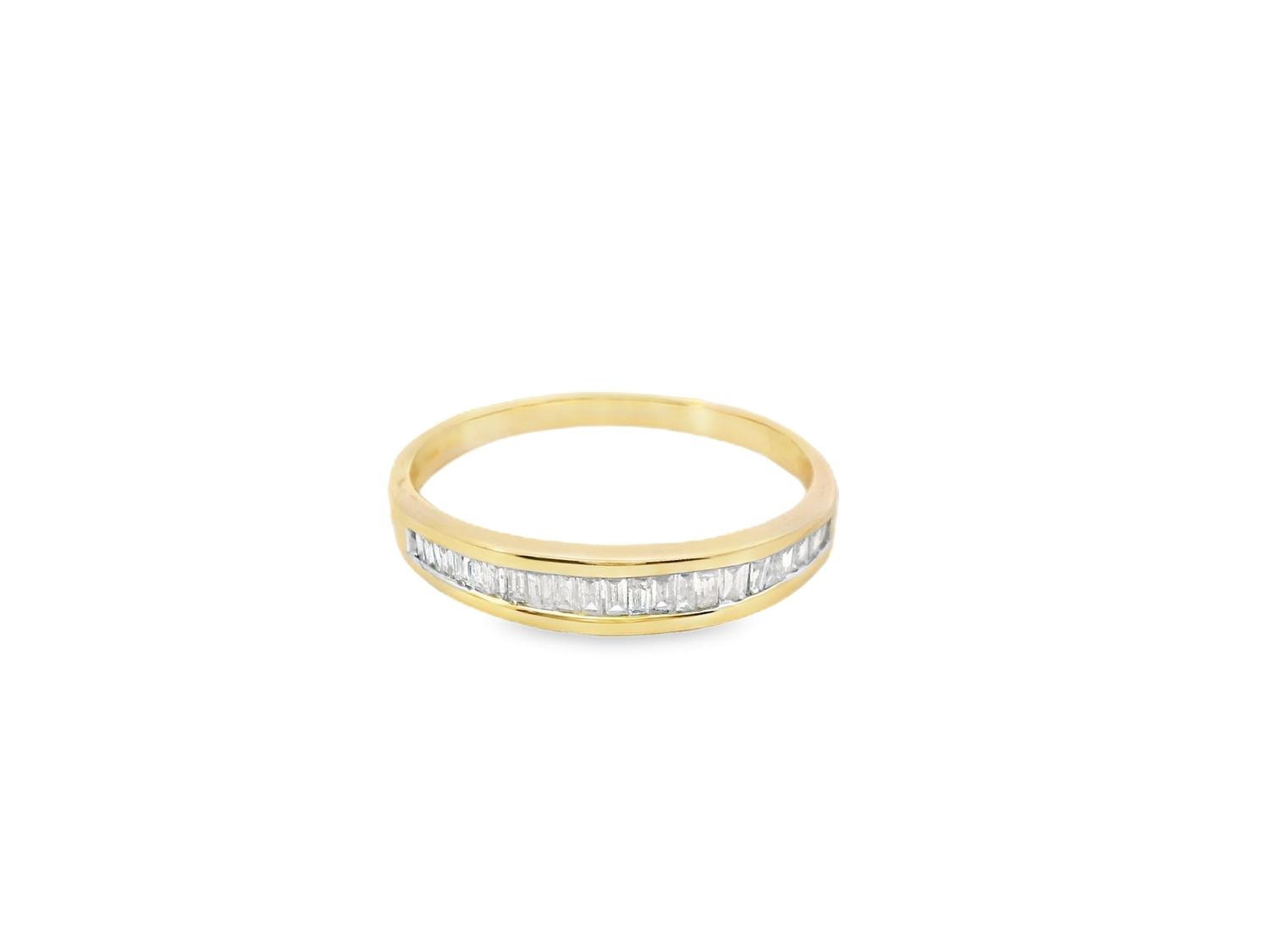 ANILLO ORO AMARILLO ARO DIAMANTES BAGUETTE 14K