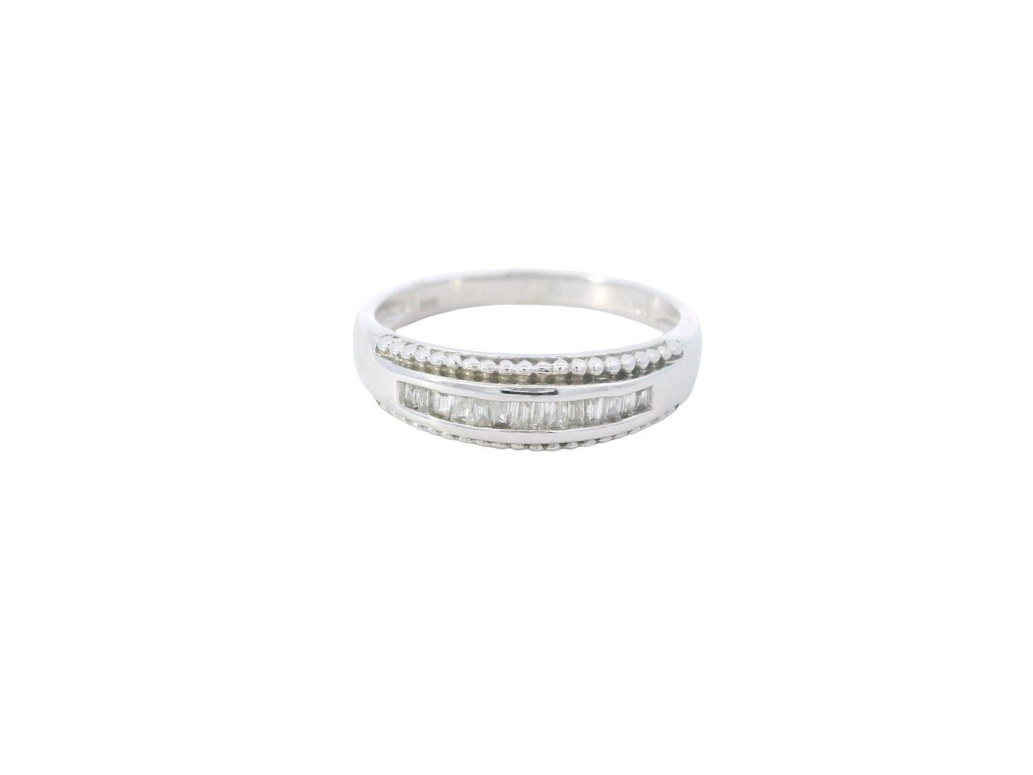ANILLO  ORO BLANCO  ARO DIAMANTES BAGUETTE 14K