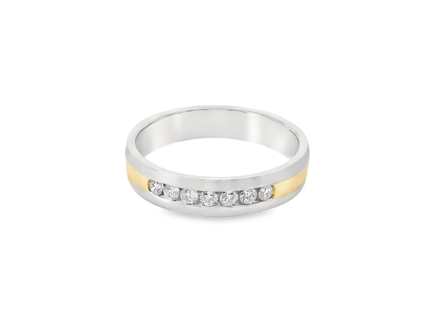 ANILLO ORO COMBINADO  ARO DIAMANTES PAVETS 14K