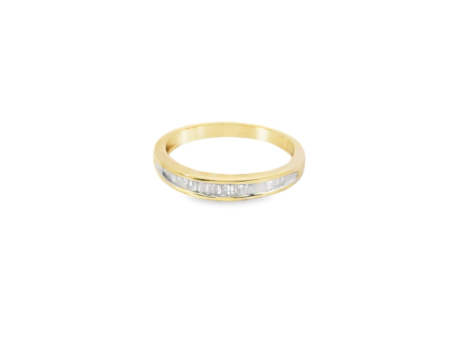 ANILLO ORO AMARILLO  ARO DIAMANTES BAGUETE 14K