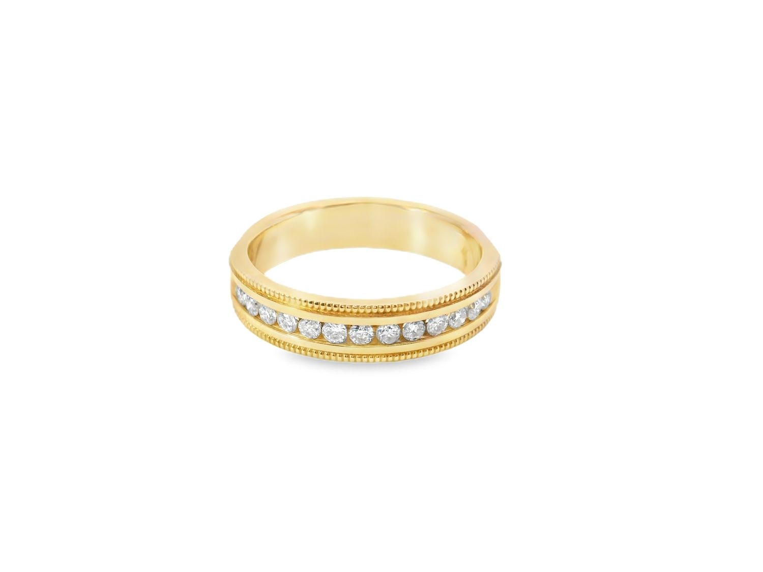 ANILLO ORO AMARILLO ARO DIAMANTE BORDE 14K