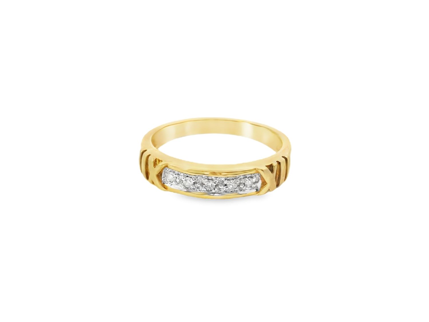 ANILLO ORO  AMARILLO  ARO DIAMANTE PAVET 14K