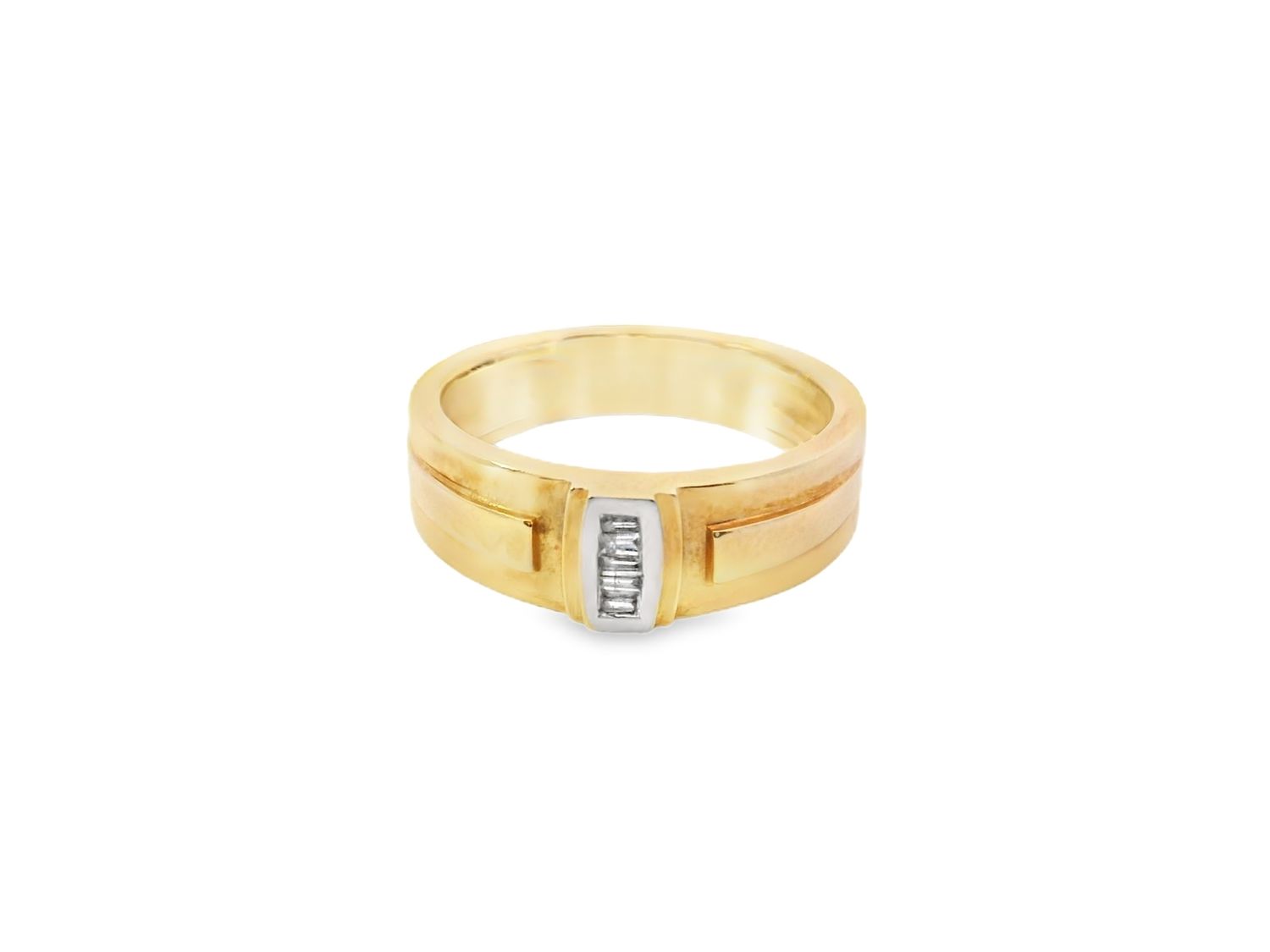 ANILLO ORO AMARILLO ARO DIAMANTES BAGUETTE 14K