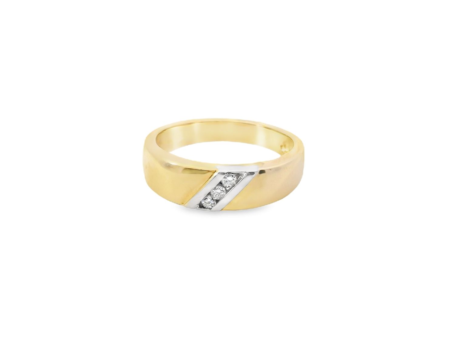ANILLO  ORO AMARILLO ARO DIAMANTES PAVET HOMBRE 14K