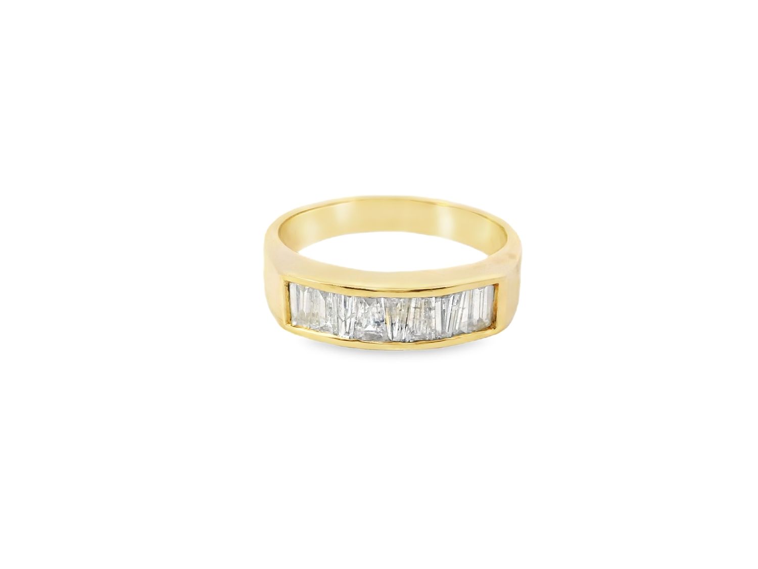 ANILLO ORO AMARILLO  ARO DIAMANTES BAGUETE 14K