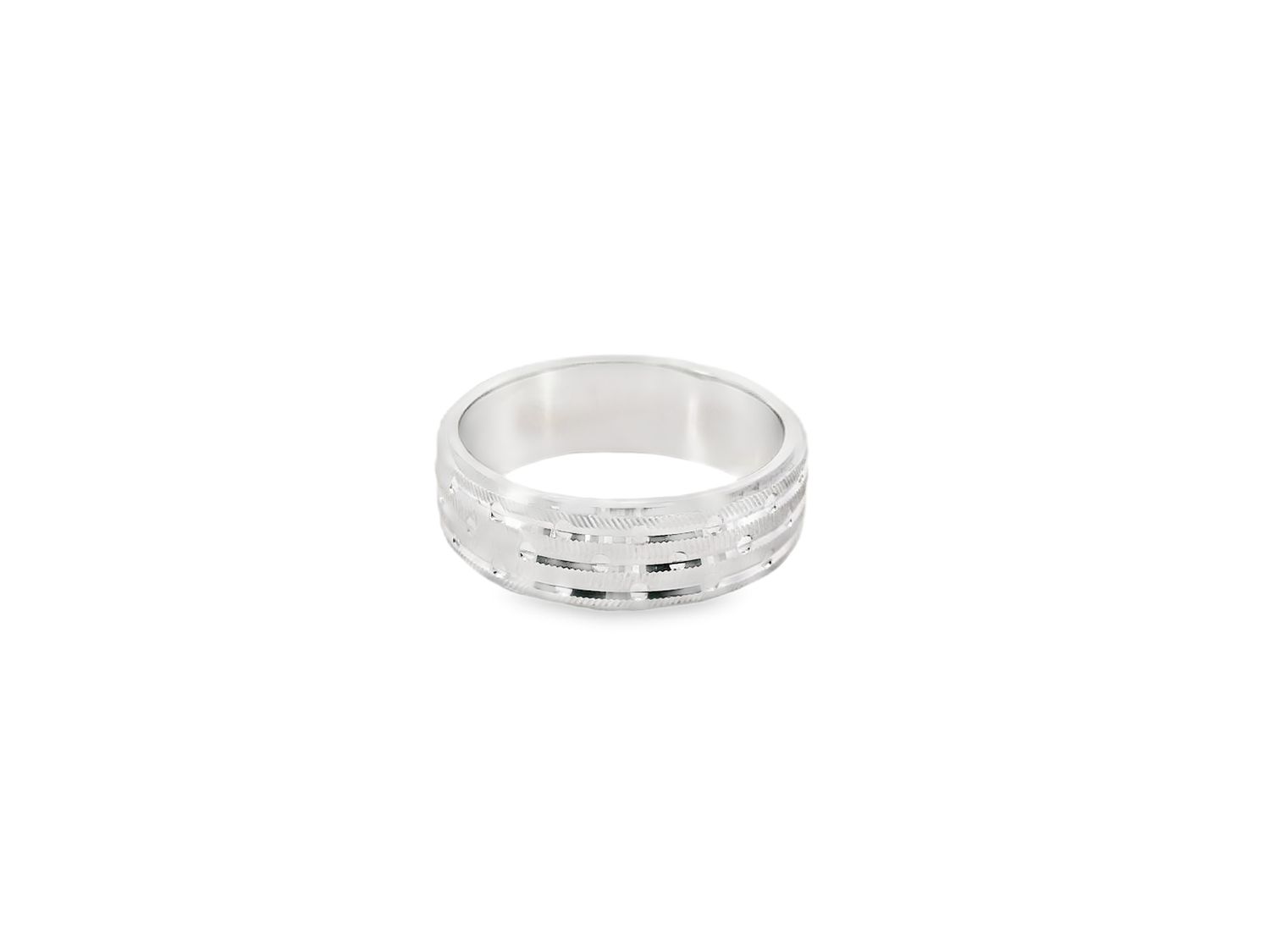ANILLO ORO BLANCO  ARO MATE Y BRILLO 14K