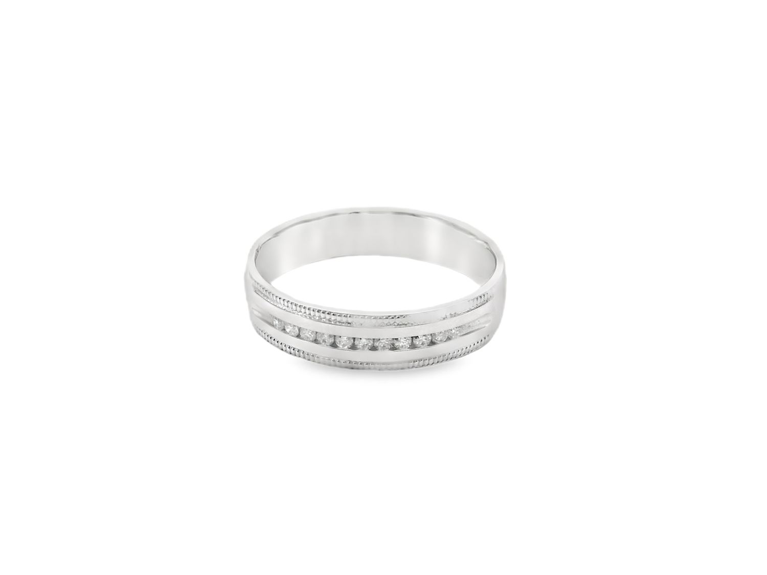 ANILLO ORO  BLANCO  ARO BODA DIAMANTES DISEÑO 14K
