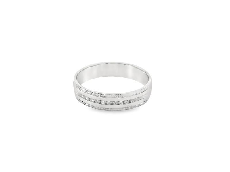 ANILLO ORO  BLANCO  ARO BODA DIAMANTES DISEÑO 14K