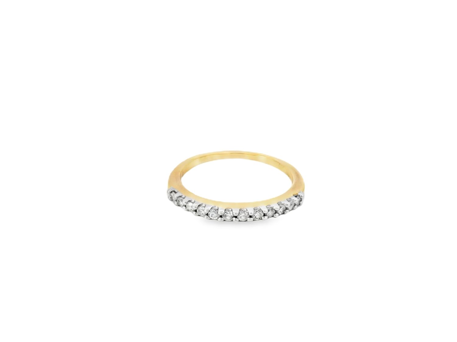 ANILLO ORO  AMARILLO BANDA CON DIAMANTES PAVET  0.24CT  14K