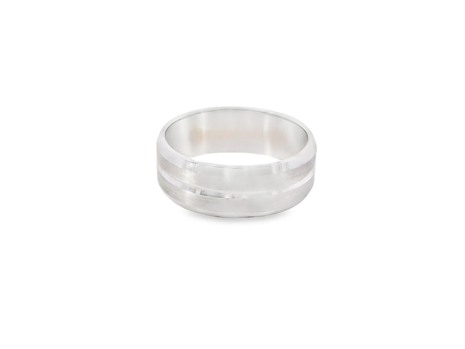 ANILLO ORO AMARILLO ARO DE BODA DOS LINEA MATE 14K