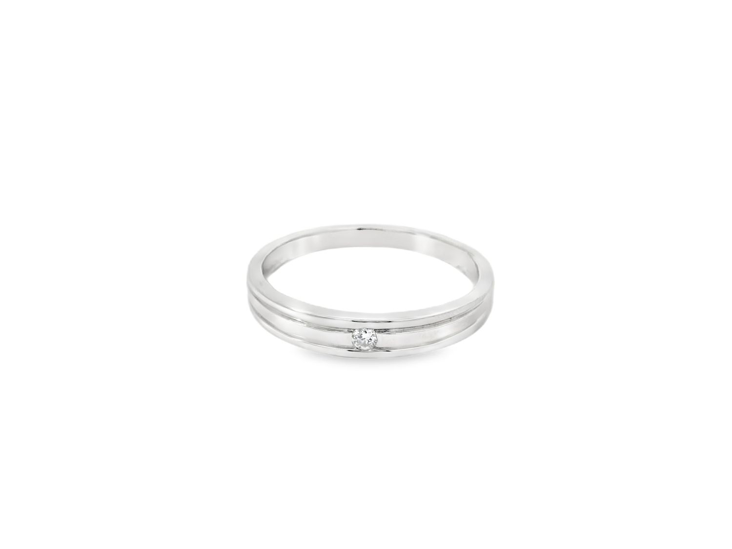 ANILLO ORO BLANCO  ARO DE BODA DIAMANTES 14K D 0.04