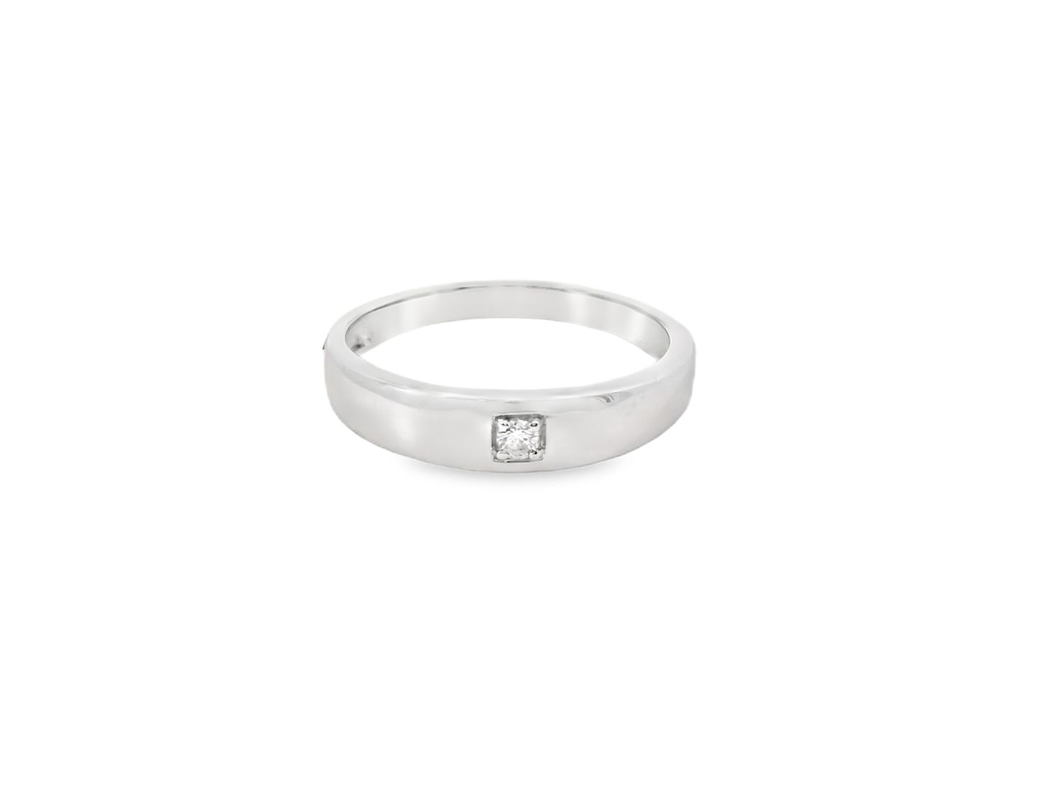 ANILLO  ORO BLANCO  ARO DE BODA DIAMANTES 14K D 0.04