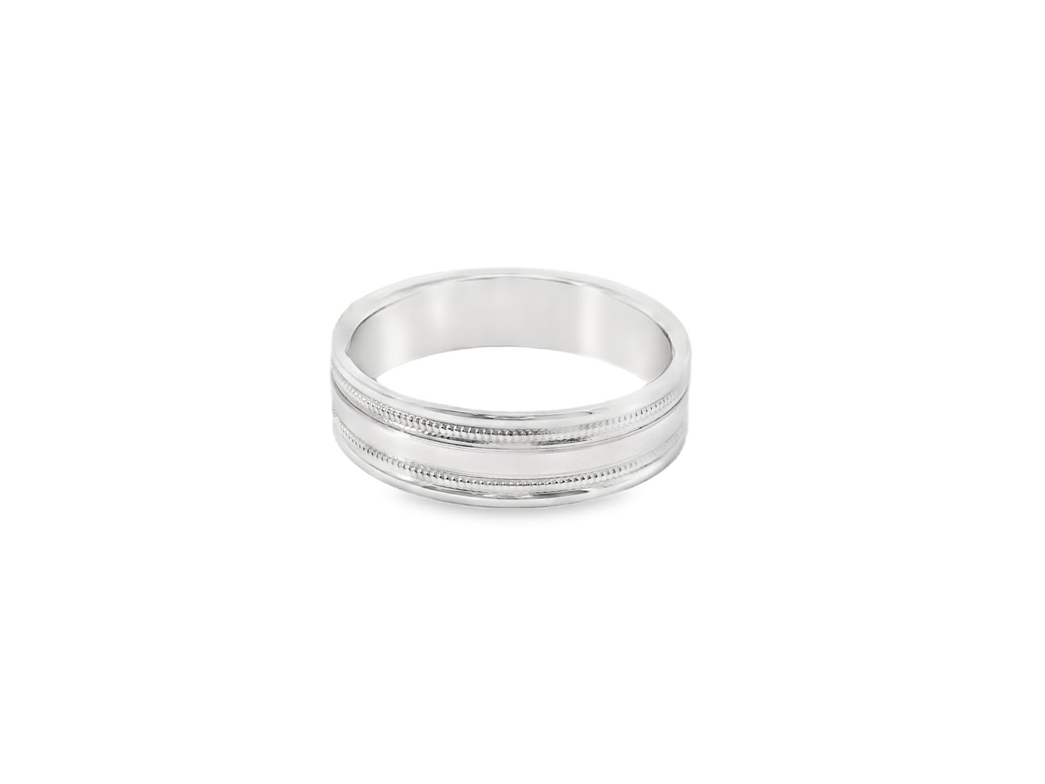 ANILLO ORO BLANCO  ARO MATRIMONIO CON DISEÑO 14K