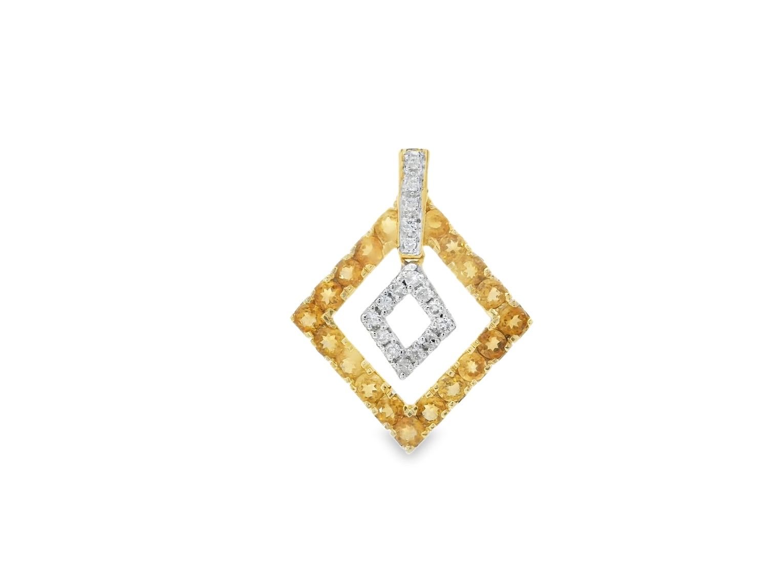 DIJE  ORO AMARILLO TOPACIO AMARILLO Y DIAMANTES PAVET  14K