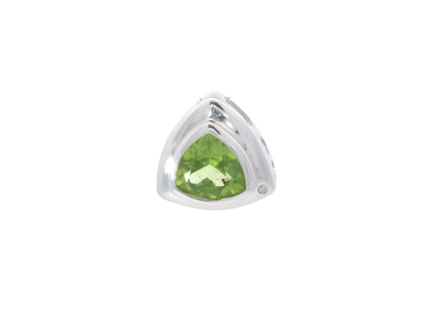 DIJE  ORO BLANCO PERIDOT TRIAGUNLAR 14K