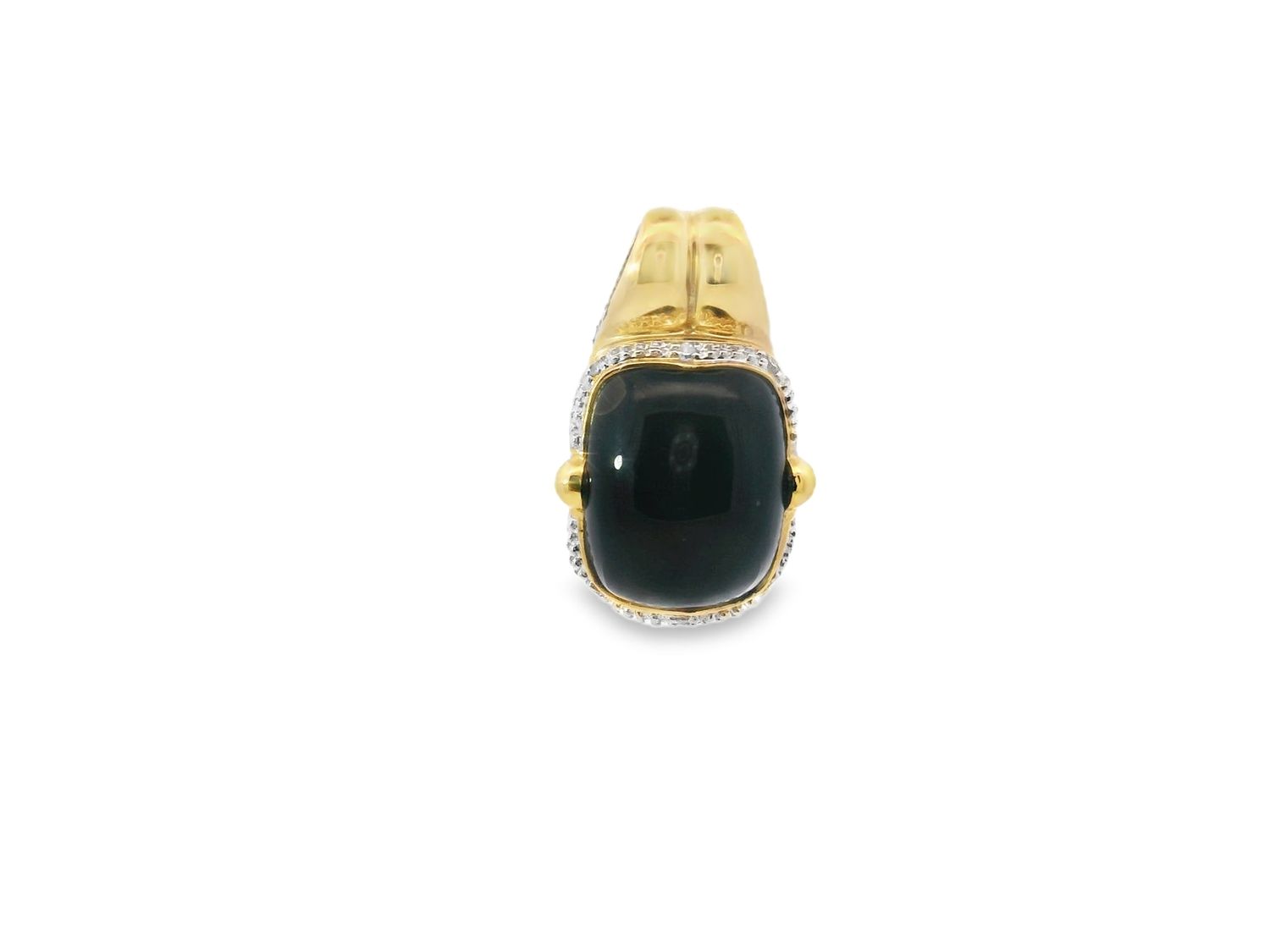 DIJE ORO  AMARILLO ONIX Y DIAMANTES PAVET 14K