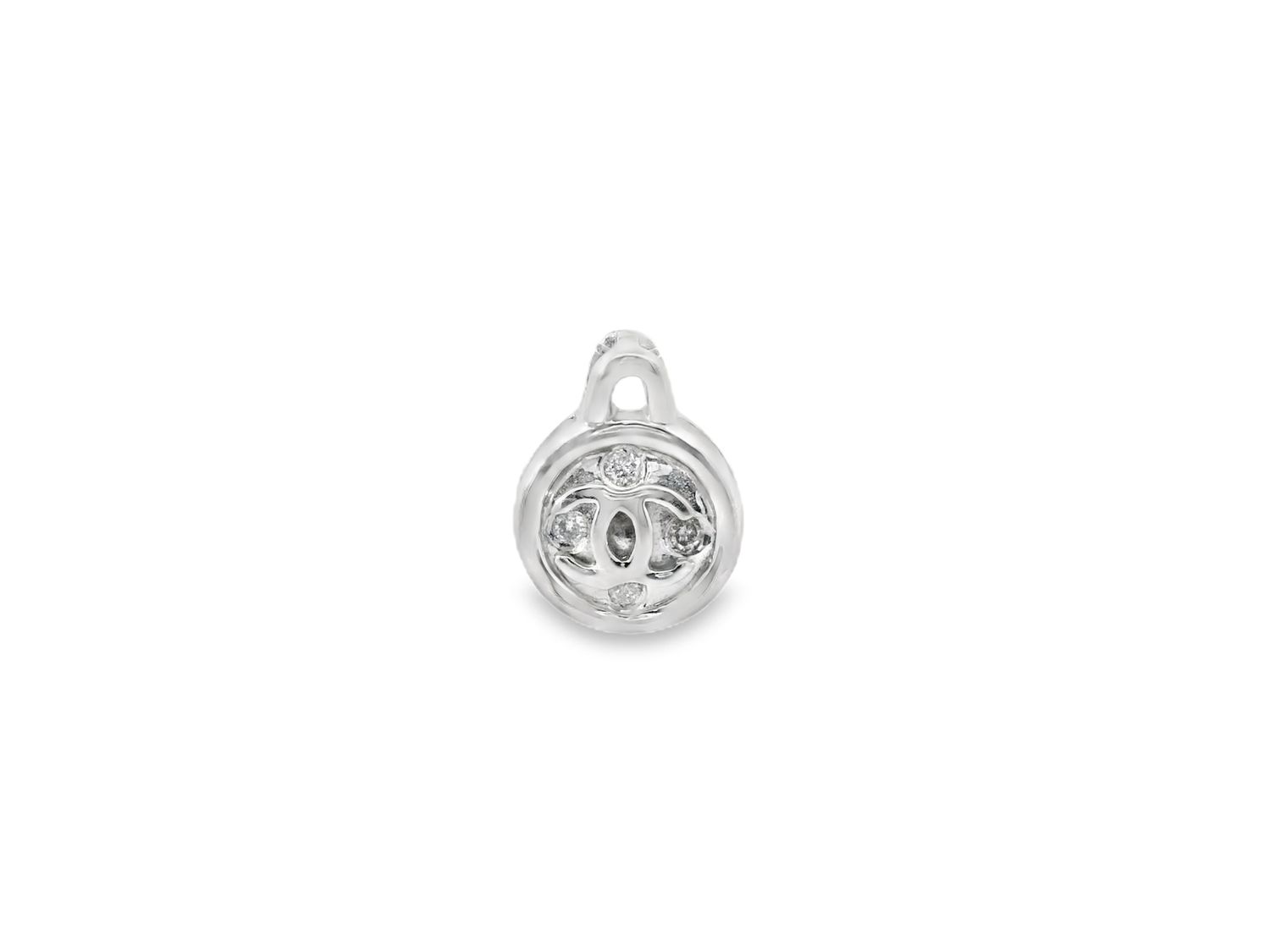 DIJE ORO  BLANCO  REDONDO CON DIAMANTES PAVET 14K