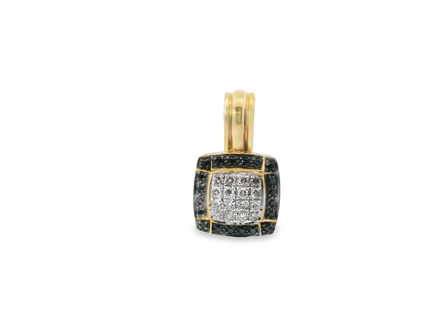 DIJE  ORO BLANCO  DIAMANTES NEGRO,MARRON Y BLANCO 14K