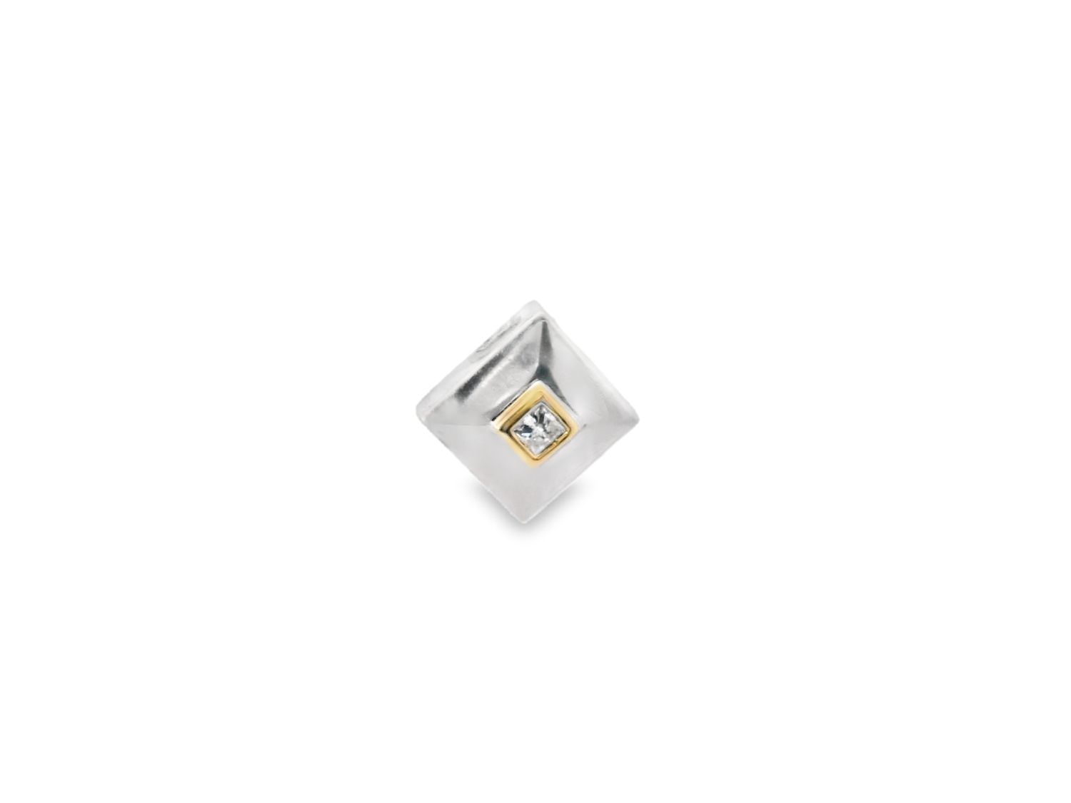 DIJE ORO COMBINADO  CUADRADO DIAMANTES PEQUEÑO 14K