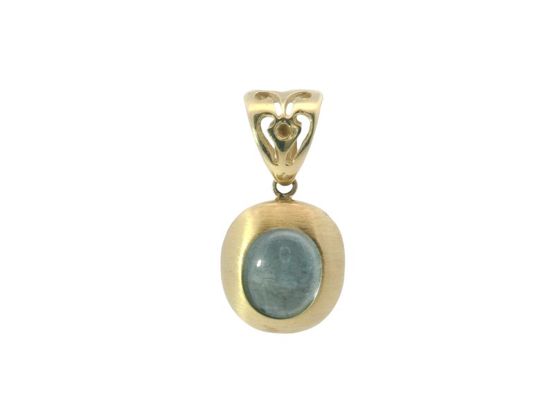 DIJE ORO  AMARILLO  AGUAMARINA MATE Y BRILLO 14K