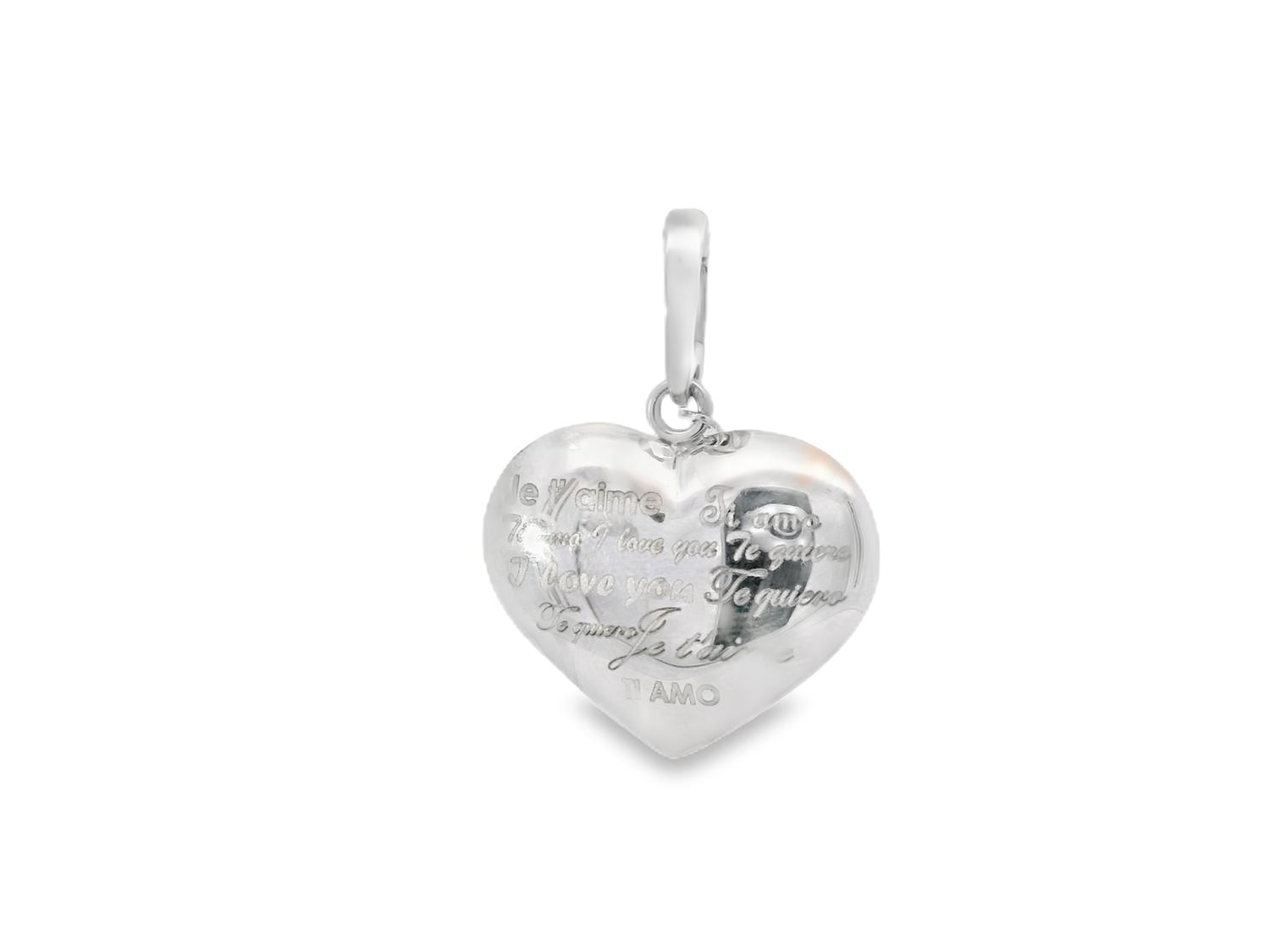 DIJE ORO BLANCO CORAZON CON ESCRITO 14K