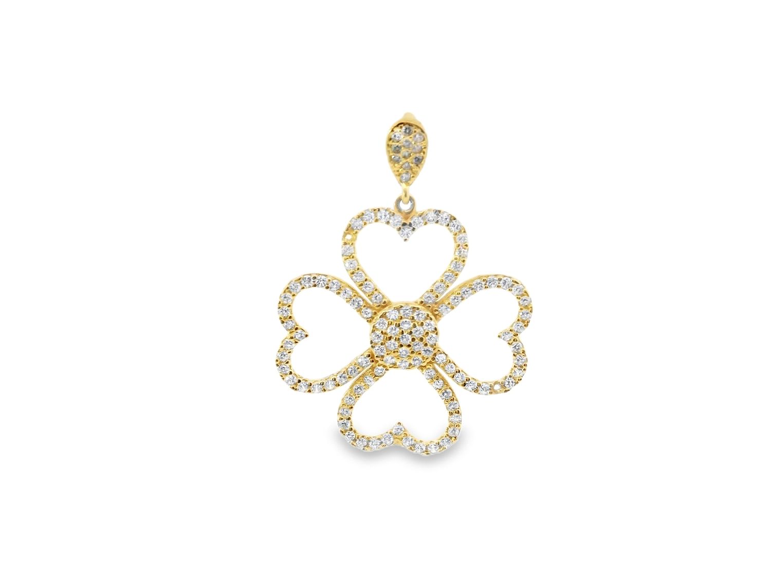 DIJE ORO AMARILLO FLOR CIRCONIA MEDIANA 14K