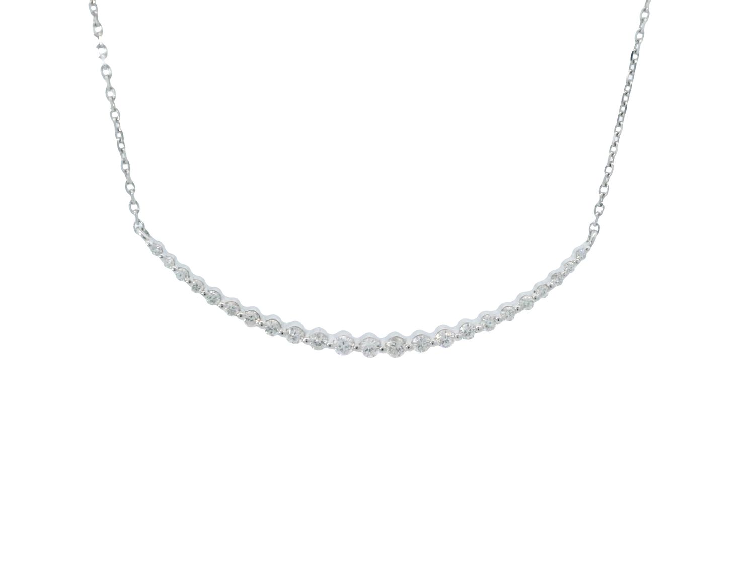CADENA DIJE  ORO BLANCO  LINEA CURVA DIAMANTES 14K D.54