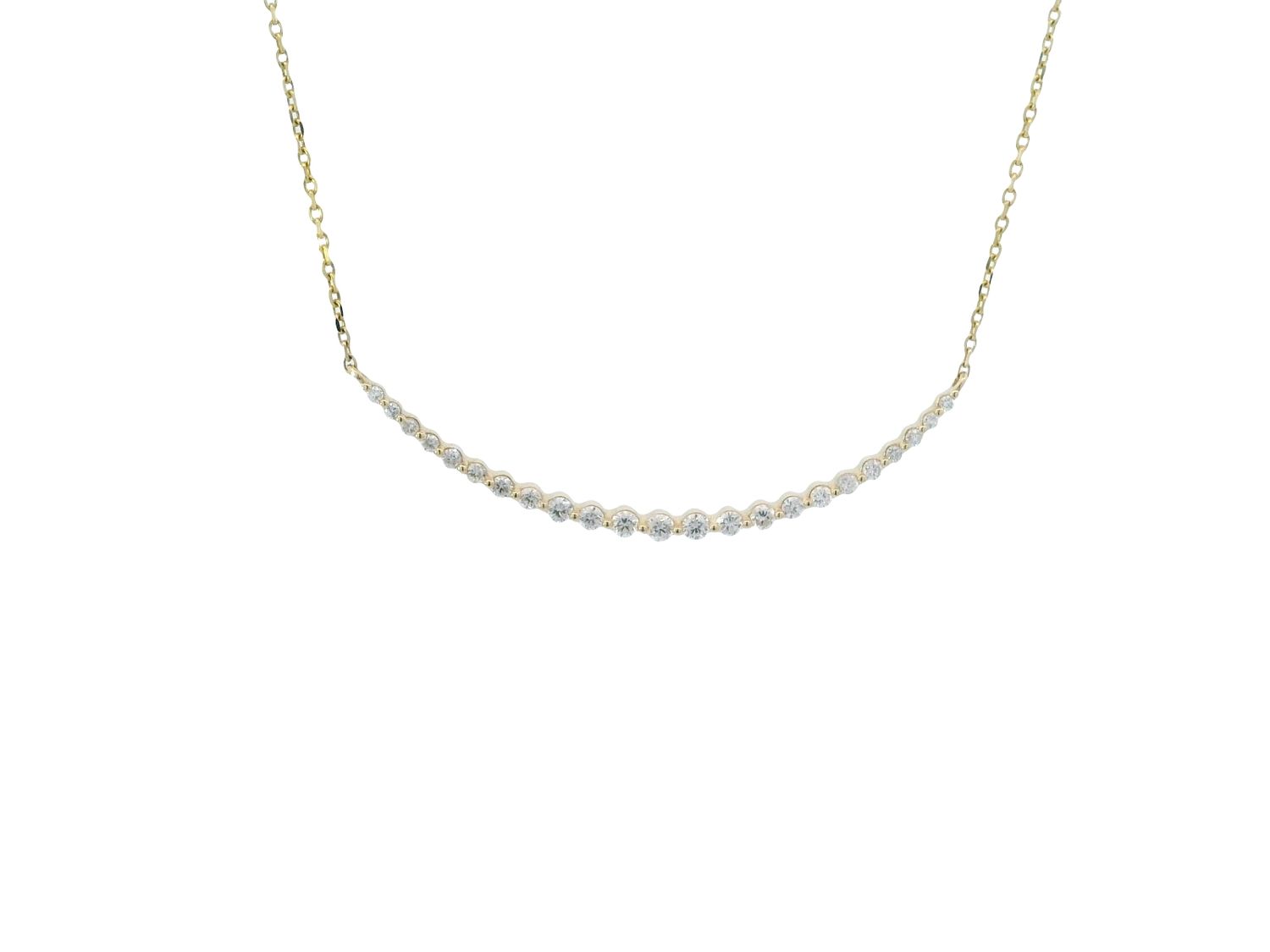CADENA ORO AMARILLO  DIAMANTES PAVET LINEA CURVA 14K D.53