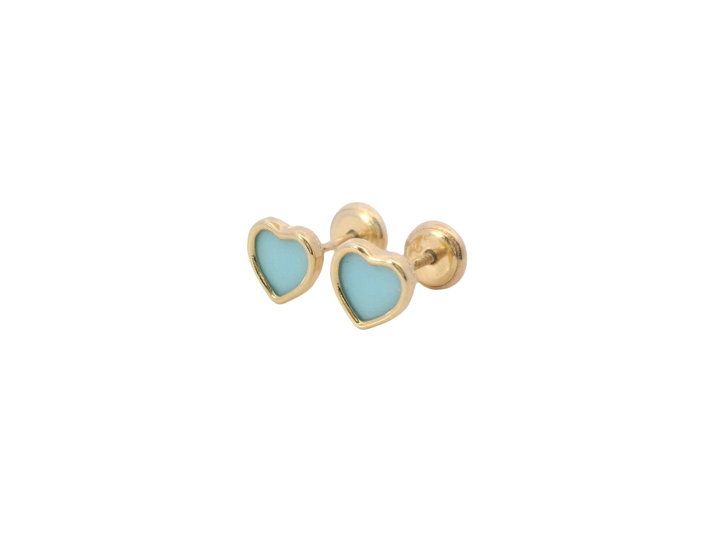 ARETES ORO AMARILLO DORMILONA CORAZÓN MADREPERLA NINA 14K