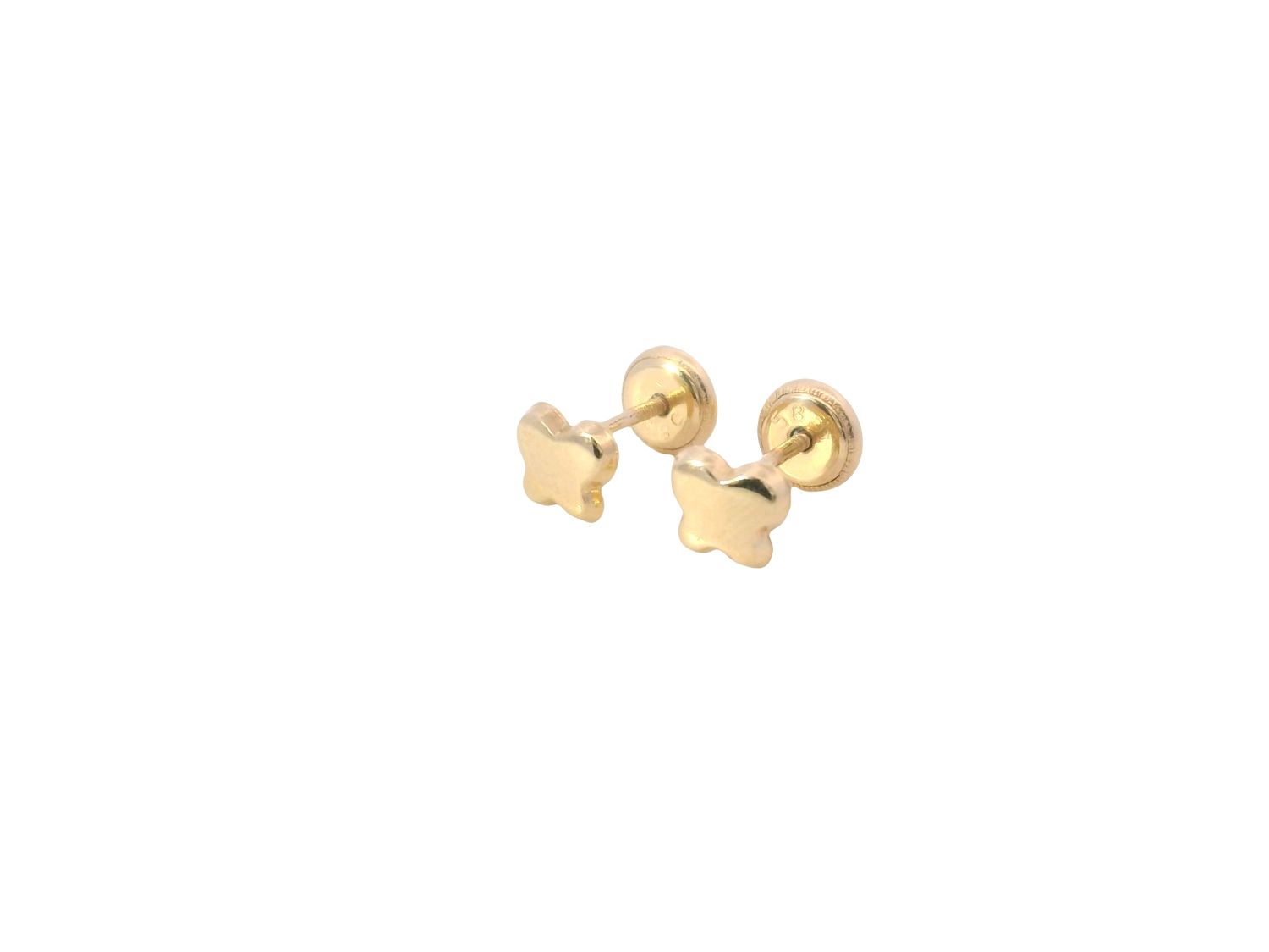 ARETES ORO AMARILLO DORMILONA MARIPOSA NIÑA 14K