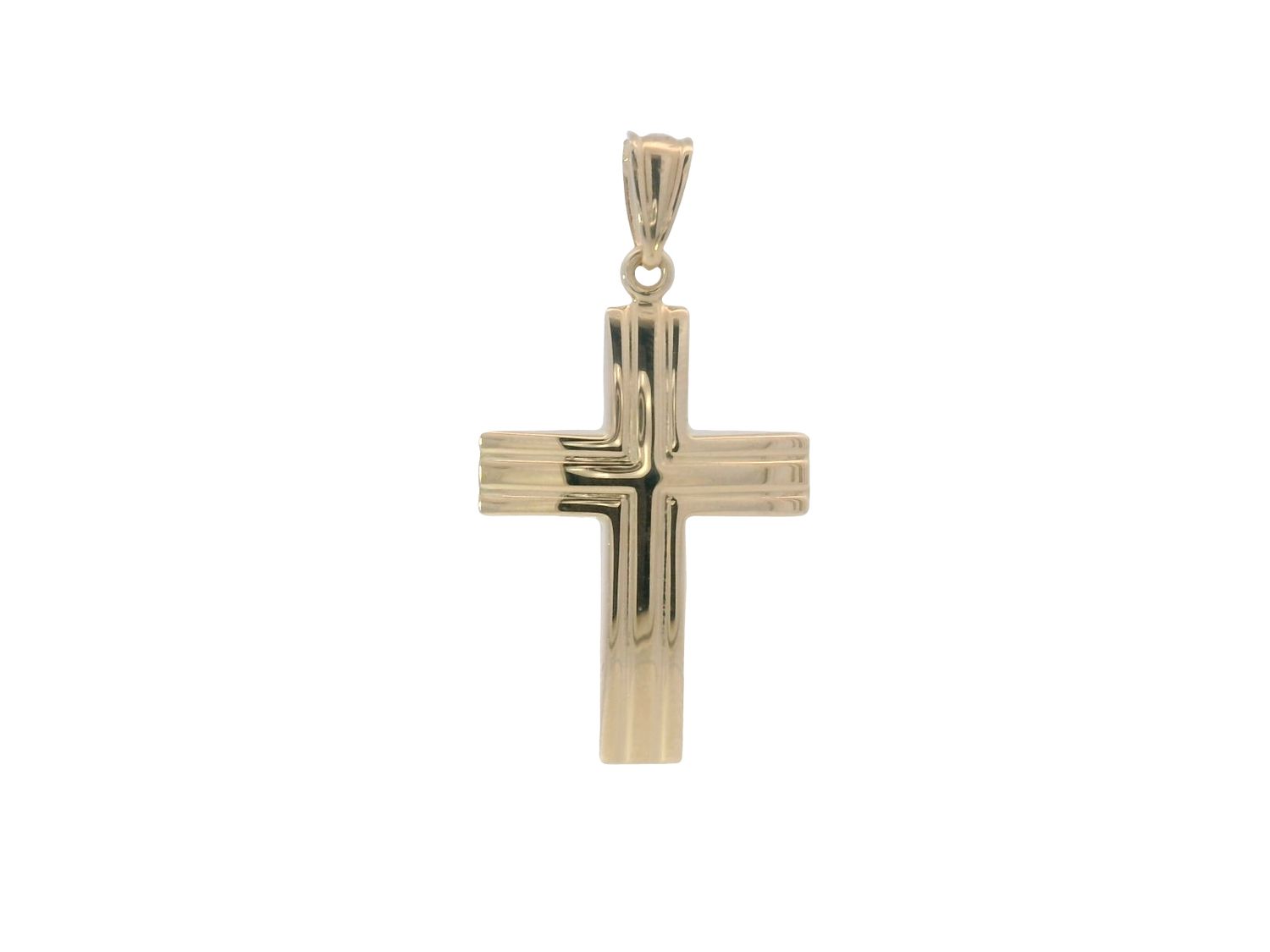 DIJE ORO AMARILLO CRUCIFIJO RAYAS 14K