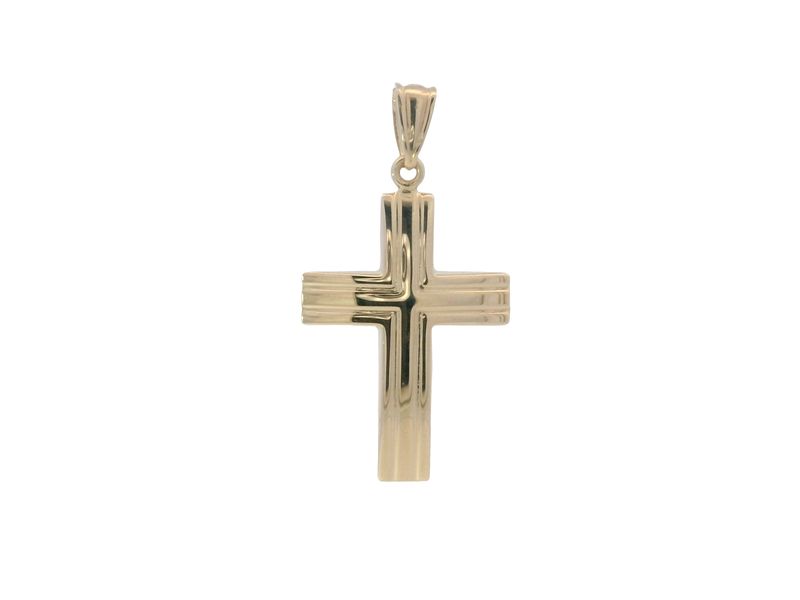 DIJE ORO AMARILLO CRUCIFIJO RAYAS 14K