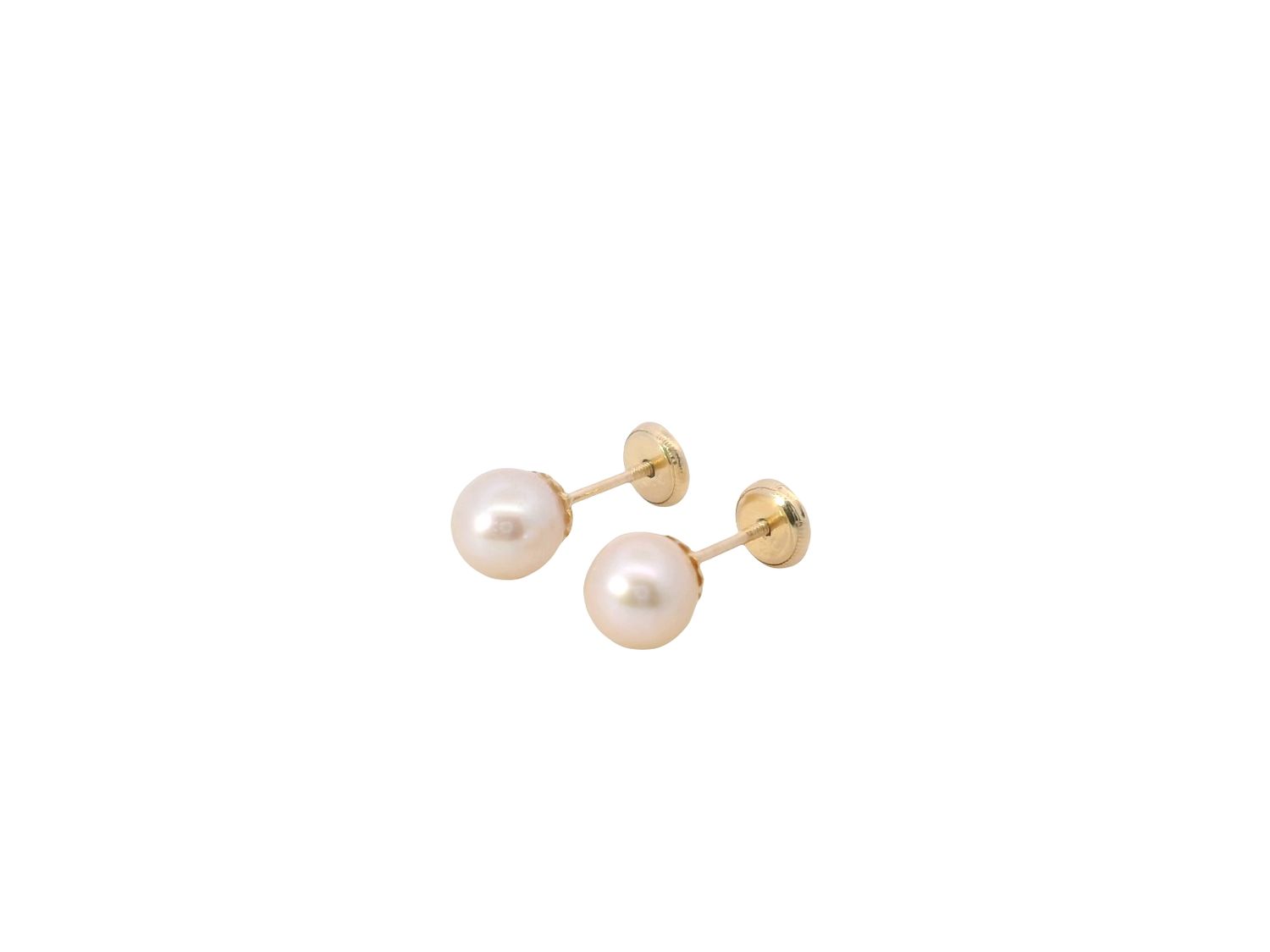 ARETES ORO AMARILLO DORMILONA PERLA 6MM 14K