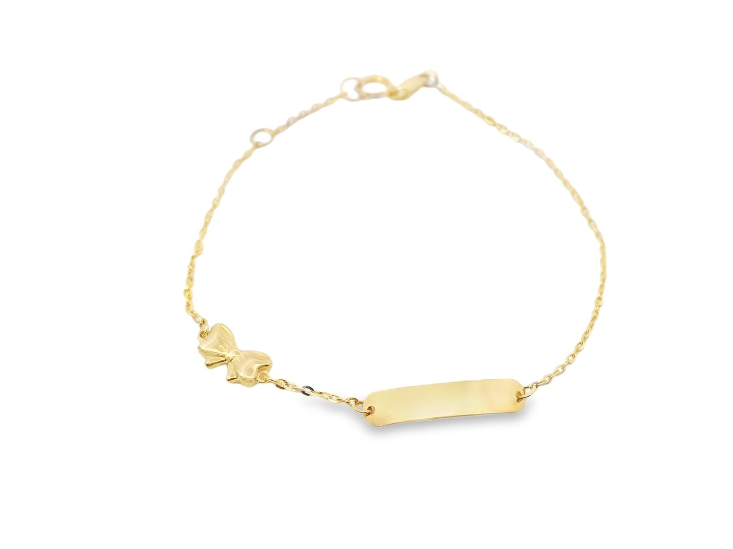 BRAZALETE ORO AMARILLO PLACA Y LAZO 14K