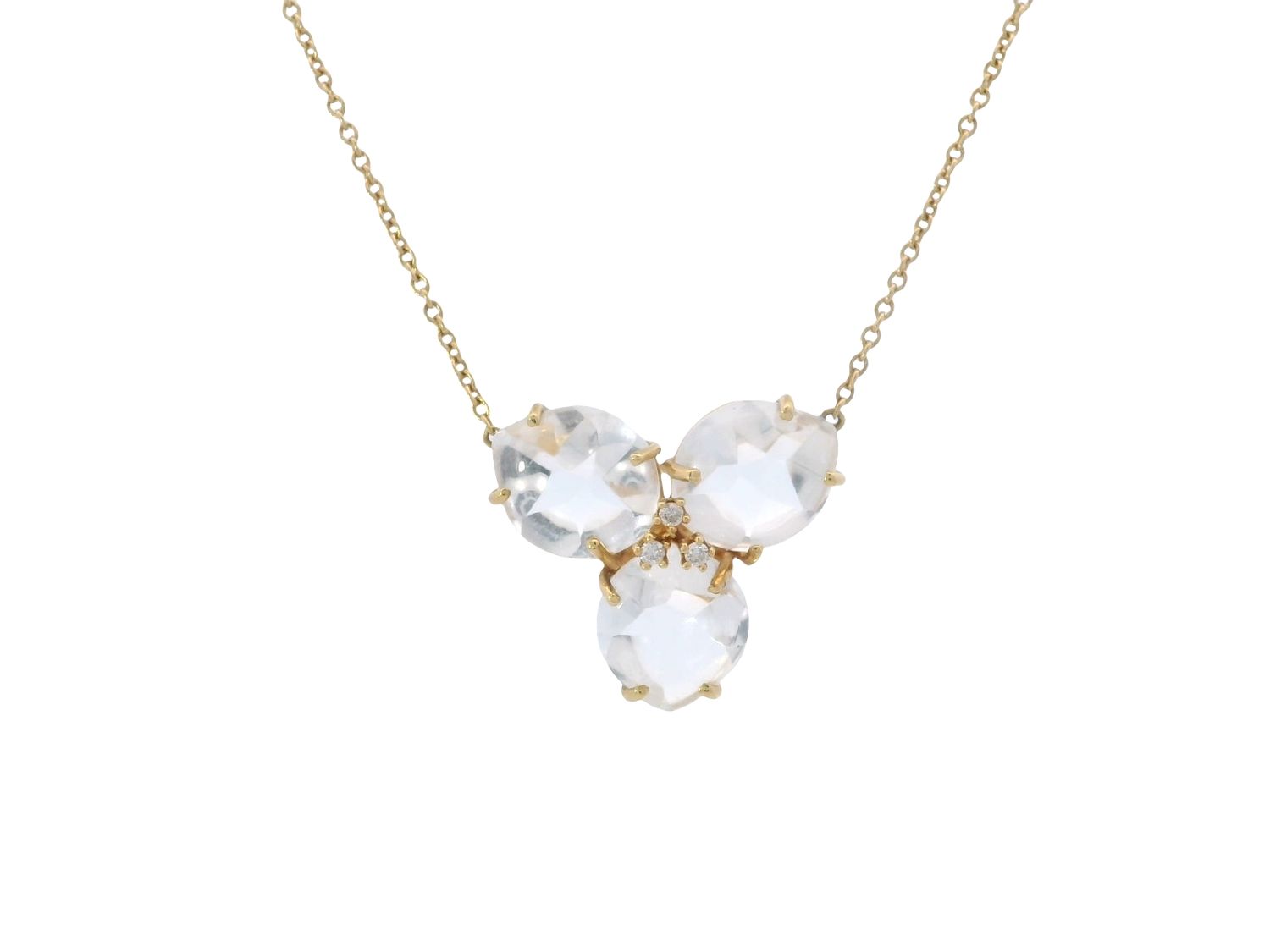 CADENA  ORO AMARILLO MAGNOLIA CUARZO CLEAR GRANDE 18K