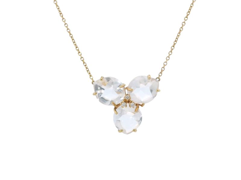 CADENA  ORO AMARILLO MAGNOLIA CUARZO CLEAR GRANDE 18K
