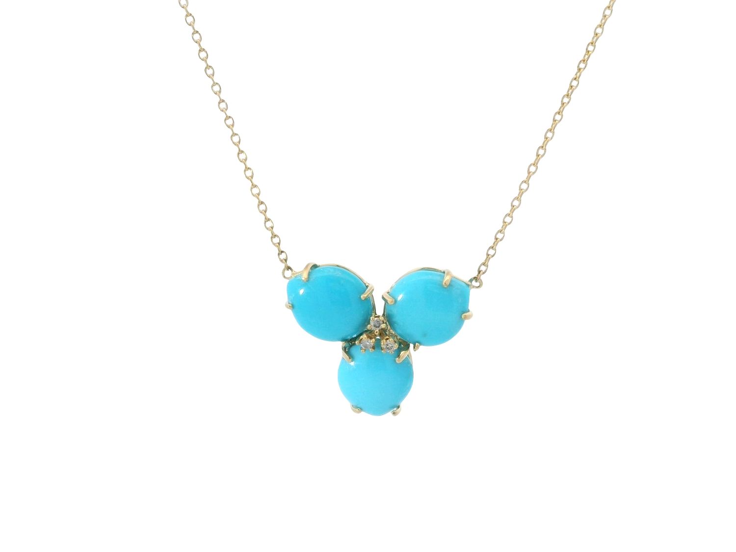 CADENA  ORO AMARILLO MAGNOLIA TURQUESA Y DIAMANTES  GRANDE 18K