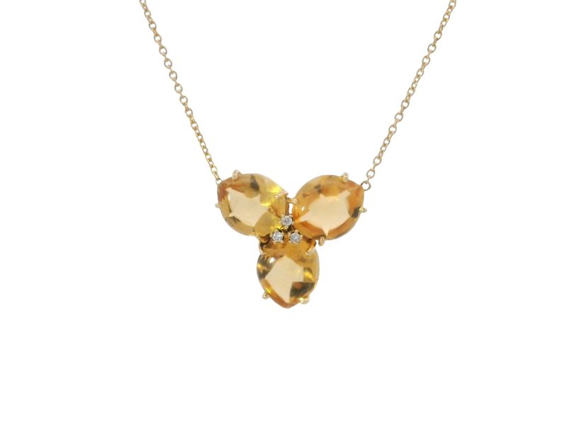 CADENA  ORO AMARILLO MAGNOLIA CITRINA GRANDE 18K